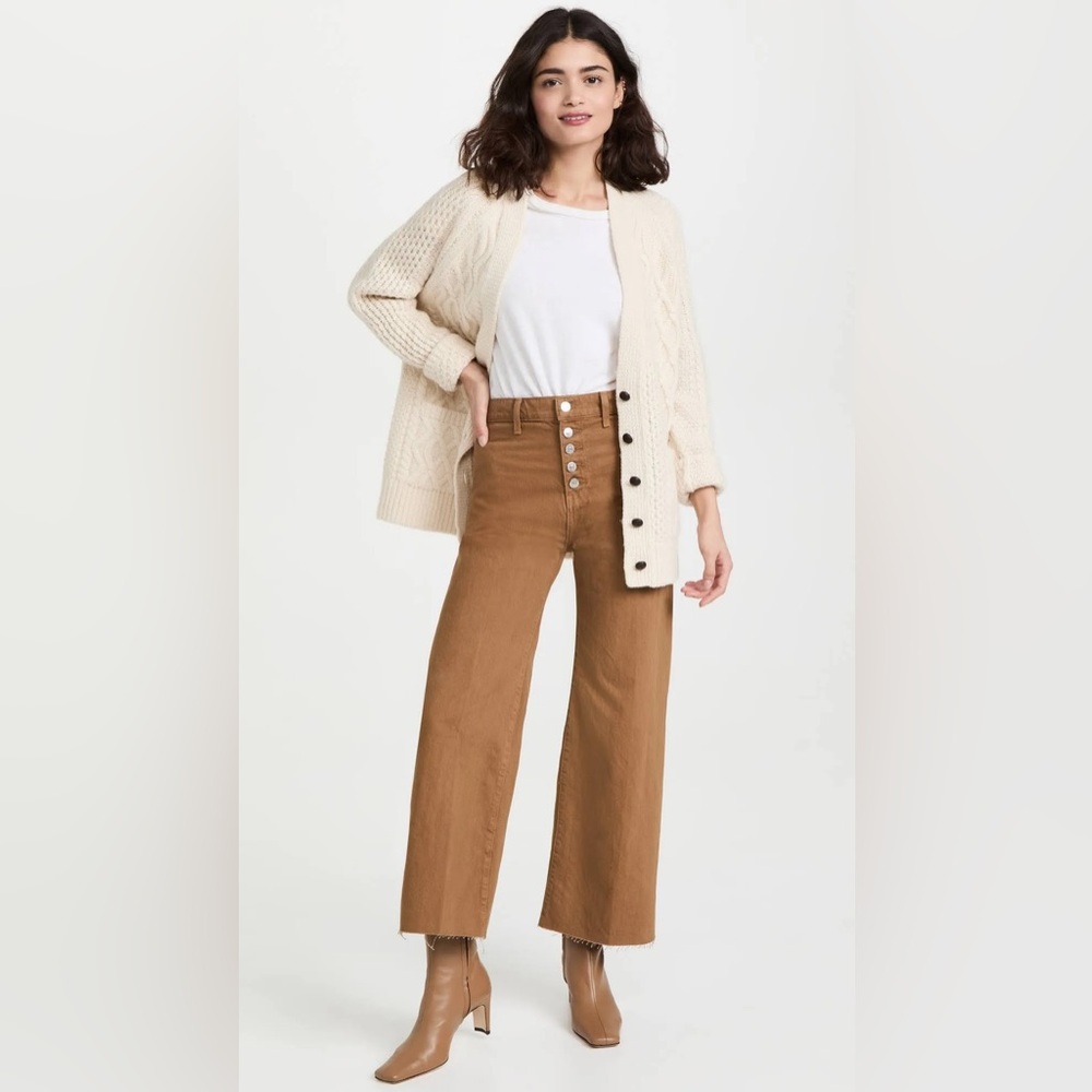Veronica Beard Grant Crop Wide Leg Jeans in Ochre Size 26